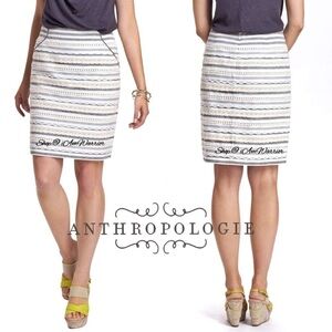 Anthropologie {Tabitha} cotton/linen striped lace trim skirt *shop@iamwarrior